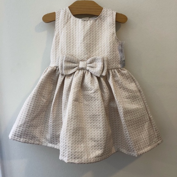 Carter's Jacquard Bow Gold Holiday Dress 1… - Picture 2 of 3